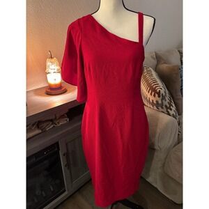 Trina Turk NWT‎ size 8 Tempo Paris One Shoulder Dress Cocktail Party Red Dressy